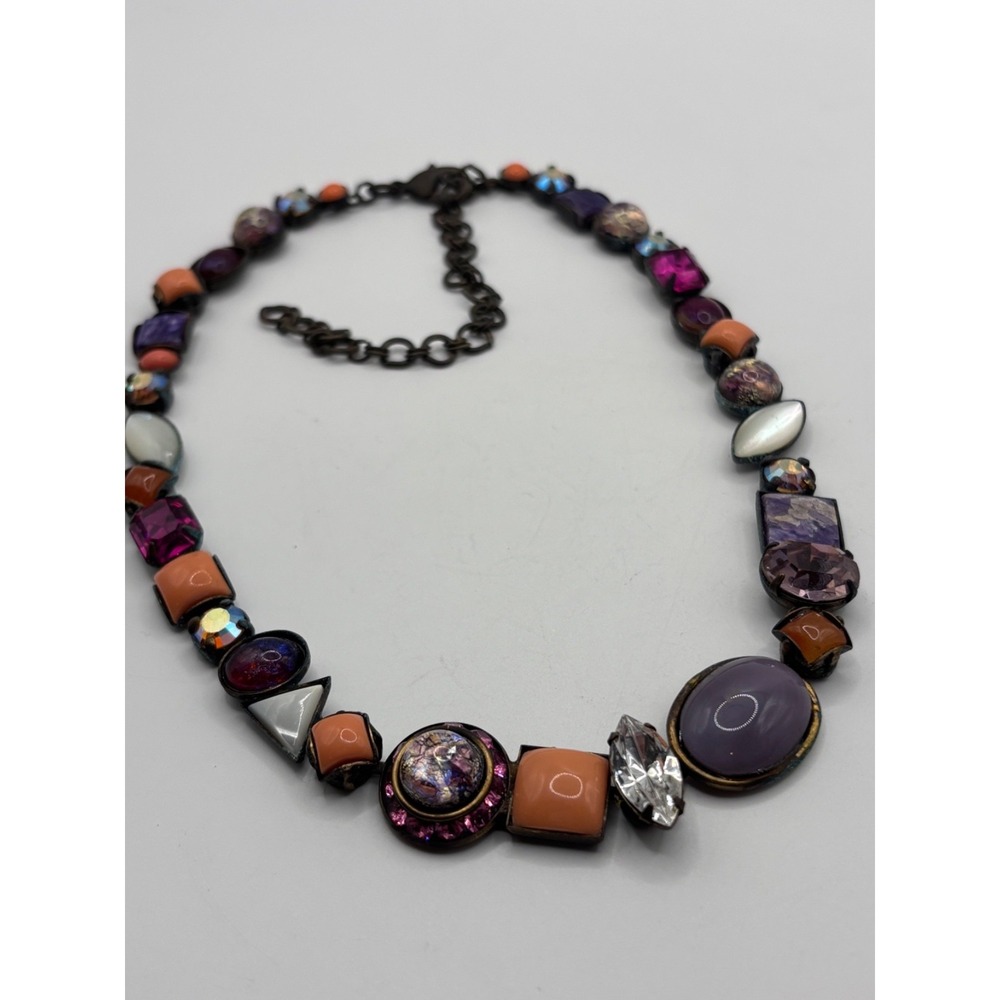 Vintage Sorrelli Crystal Choker Necklace Multicolored Stones 14" - READ